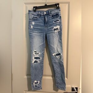 American Eagle Outfitters Blue Skinny Distressed Jeans